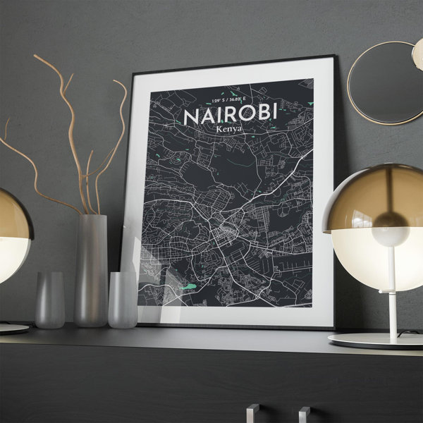 17 Stories Nairobi Kenya City Map On Paper Print Wayfair   Nairobi Kenya City Map On Paper Print 